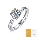 wholesale S925 Silver Adjustable Ring Simple and Elegant Four-Prong Solitaire Moissanite Ring for Women, Live Sale-0-6
