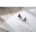 wholesale Sterling Silver Earrings for Women, Thai Silver Retro Small Bee Earrings, Ethnic Style Animal Ear Accessories for Women E666-0-1