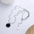 wholesale S925 Sterling Silver European and American Cross-Border Round Double-Sided Epoxy H Pendant Trendy Unisex Necklace-0-1
