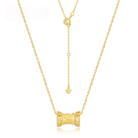 wholesale S925 Sterling Silver New Japanese and Korean Light Jewelry Geometric Small Waist Necklace Retro Style Collarbone Chain Wholesale-10K gold + swimming paint  925 silver