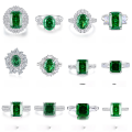 wholesale S925 Sterling Silver Live Stream Hit Women's Ring, Ins Style with Inlaid High-Carbon Diamond Ice-Cut Emerald, Ready for Wholesale-0-4