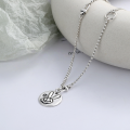 wholesale S925 Sterling Silver Korean-style Unique Small Round Bead Link Chain with Playful Rabbit Pattern Pendant Necklace for Women-0-0