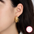 wholesale Metal S925 Earrings, Cross-Border Hot Pick Fashionable Personality Trend Exaggerated High-End Sense Golden Beetle Cicada Earrings-0-3