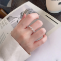 wholesale S925 Sterling Silver Korean Style Minimalist Irregular Ins Wind Pearl Stretch Ring with Unique Design-0-3