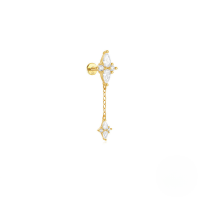 wholesale S925 Sterling Silver Rhinestone Piercing Thread Ear Cuff With Fringe Chain, Turquoise Heart-Single gold #9