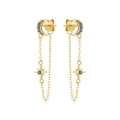 wholesale S925 Sterling Silver Long Tassel Bow Tie Crystal Earrings With Star And Moon-0-11
