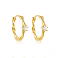 wholesale S925 Sterling Silver Double-layer Cross Drop Earrings With Crystal Heart Teardrop Design-Gold#1 925 Silver