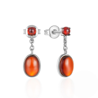 wholesale 925 Sterling Silver New Retro Ruby Earrings, Fashionable And Versatile With European French Minimalist Luxury-Platinum 925 silver