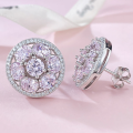 wholesale S925 pure silver pink diamond oval high-carbon diamond ice-cut stud earrings, new collection, premium live broadcast bestseller-0-2