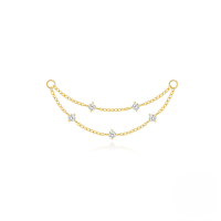 wholesale S925 Sterling Silver Long Chain Tassel Earrings With Crystal Accents-Single gold #6&gt;925 silver