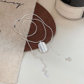 wholesale S925 Sterling Silver Matte Brushed Elliptical Pendant Necklace for Women, Korean Minimalist Versatile Elegant High-End Sense Collarbone Chain-0-1