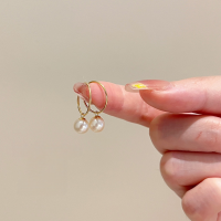 wholesale S925 Sterling Silver All-Over Red Elk Celebrity Same Style Pearl Earrings Freshwater Pearl Simple and Versatile Earrings for Women-BE0163-Gold 925 Silver