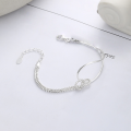 wholesale S925 Sterling Silver Korean Style Minimalist Geometric Irregular Bracelet with Interlocking Lines-0-1