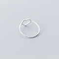 wholesale S925 Silver Korean Version Minimalist Stylish Heart Ring for Women, Elegant Hollow Heart-shaped Hand Jewelry J6797-0-3