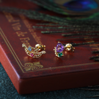 wholesale S925 Sterling Silver Cute Boat Shape Heart Natural Light Amethyst Stud Earrings for Women, Customizable Small Fresh Style-Boat Heart-Shaped Earrings 925 Silver