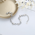 wholesale S925 Sterling Silver Vintage 3D Heart Pendant Connected Circle Chain Bracelet, Minimalist Niche Design for Versatile Styling-0-1