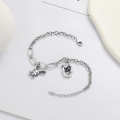 wholesale 925 Sterling Silver Korean-style Fun Luck Inlaid Diamond Small Pendant Bunny Bracelet INS Creative Versatile Accessories for Women-0-2