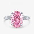wholesale Metal: 925 Sterling Silver ShiPei Jewelry Pink Egg Shape 9*13 Sparkling Ice Flower Cut 4-Carat Pigeon Egg Style Women's Ring New Arrival-0-0