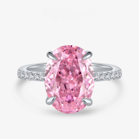 wholesale Metal: 925 Sterling Silver ShiPei Jewelry Pink Egg Shape 9*13 Sparkling Ice Flower Cut 4-Carat Pigeon Egg Style Women's Ring New Arrival-Padma color 9*13; M5【R-0929B】 No. 6