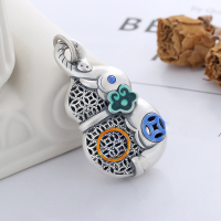 wholesale Sterling silver retro antique creative gourd elephant shape unique auspicious openwork carved pendant-YP156W/single pendant about 20.9g 99 silver