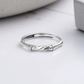 wholesale S925 Sterling Silver Minimalist Bamboo Twist Knot Design Trendy Adjustable Open Ring-0-1