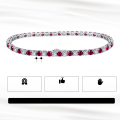 wholesale S925 Sterling Silver Tennis Bracelet with Red and White Zirconia, Fashionable Full Diamond, Cross-Border Direct from Manufacturer-0-2