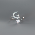 wholesale Metal S925 Silver Nalan Your Name Korean Style Single Diamond 26 English Letters Adjustable Ring J3869-0-11