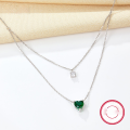 wholesale 925 Sterling Silver Women's Versatile Zircon-Embedded Heart Necklace Double-Layer Collarbone Chain Halloween Cross-Border Exclusive-0-1