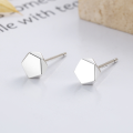wholesale S925 sterling silver Korean-style geometric minimalist ins-style pentagon glossy mirror surface trendy versatile earrings-0-0