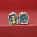 wholesale S925 Sterling Silver Plain Silver Enameled Zhajilamu Yellow Jambhala Pendant, Eight Great Guardians Green Tara, and 12 Zodiac Charms-0-11