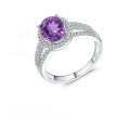wholesale S925 silver luxurious jewelry amethyst ring for women, cross-border fashion, unique, set with natural gemstones-0-5