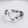 wholesale S925 Sterling Silver Romantic Confession Heart Intertwined Ring, Fashionable and Elegant, Heartbeat Moment, Simple and Stylish Heart-shaped Ring-0-1