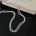 wholesale S925 Sterling Silver Multi-Layer Stacking Chain Necklace for Women, Korean High-Fashion Spring and Summer New Simple and Minimalist Plain Chain-0-5