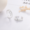 wholesale S925 Sterling Silver Double Layer Hollow Small Fish Ring, Korean Style Niche Zircon Adjustable Ring, Guangdong Haifeng-0-2