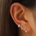 wholesale 925 Sterling Silver Inlaid Diamond Delicate Advanced Honeycomb Ear Cartilage StudIns Style Irregular Spherical Small Hoop Earring-0-1