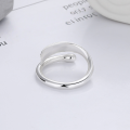 wholesale S990 Sterling Silver Geometric Irregular Feather Open Ring Fashion Charm Niche Design Index Finger Ring-0-2