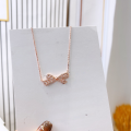 wholesale S925 Sterling Silver Bow Necklace for Women, Fashionable and Lightly Luxurious Collarbone Chain, Versatile Gift for Girlfriends and Best Friends on Holidays, Wholesale-0-2