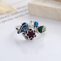 wholesale S925 Sterling Silver Retro Resin Lotus Carp Seedpod Creative Adjustable Ring for Women-0-2