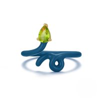 wholesale S925 Sterling Silver Designer Candy Macaron Color Enamel Drop Ring, Hot-selling Creative Open Adjustable Band-Gold-Oil-Dripping Blue Adjustable opening