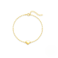 wholesale S925 Sterling Silver Polished Heart Paperclip Chain Bracelet, Korean Style, Minimalist, Versatile, Elegant-0-5