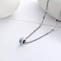 wholesale S925 Sterling Silver Korean Style Minimalist Pink Blue Resin Enamel Tube Bead Small Pendant H Letter Splice Necklace-0-1