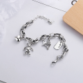 wholesale S925 Sterling Silver Korean-style Retro Thick Chain Star Heart Bear Multi-element Piece Bracelet for Women-0-1