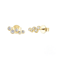 wholesale S925 Sterling Silver C-shaped Hoop Earrings With Inlaid Colored Zircons, Ins Style, Ear Clips For Women, Korean Version, Niche Design-Gold-Style 4 925 Silver