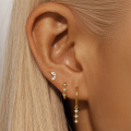 wholesale S925 Sterling Silver Marquise Teardrop Zircon-encrusted Halo Earrings With Detachable Drop Ear Cuff Set-0-1