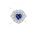 wholesale S925 silver plated with 18k gold, lab-grown royal blue sapphire heart-shaped 7*7mm high-end jewelry closed ring-0-5