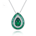 wholesale Sterling Silver, Mujing Jewelry New Emerald Teardrop 8*12 High Carbon Diamond Earrings,Ins Luxurious Necklace for Women-0-0