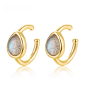 wholesale S925 Sterling Silver Fashion Minimalist Geometric Labradorite Ear Crawler Earrings for Women, Niche Luxury Design, Wholesale from Manufacturer-0-0