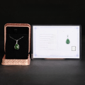 wholesale Retro 925 sterling silver pendant with certificate, inlaid with teardrop-shaped green jade, fashionable Hetian jade bamboo knot necklace for women-0-3