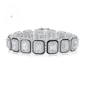 wholesale S925 Sterling Silver New Light Luxury Style Full Diamond-Embedded Emerald Cut Black Enamel Fashion Bracelet-0-0