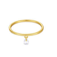 wholesale S925 Sterling Silver Single Row Zircon-encrusted Moon And Star Pendant Engagement Ring, Popular In Europe And America-Gold #1 7